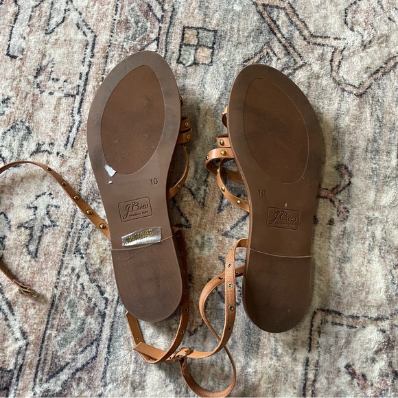 J. Crew Gianna Double Corps Brown Leather Strappy Studded Sandals in SIZE 10 - Picture 7 of 10
